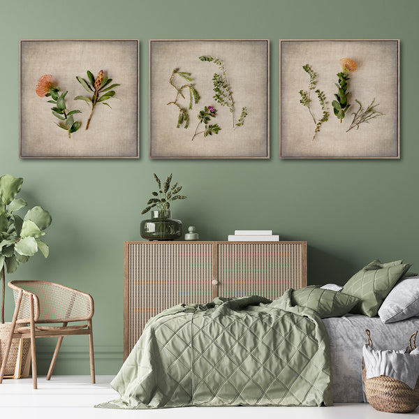 Fynbos on Linen - 3x Square Art prints