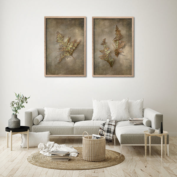 Earthy Ferns - 2x Large Art prints, set 3