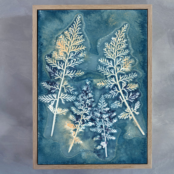 Botany Blue 1 - A2 Canvas print in Oak frame - ON SALE