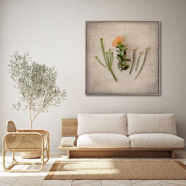 Fynbos on Linen 2 - 100x100cm Art Print