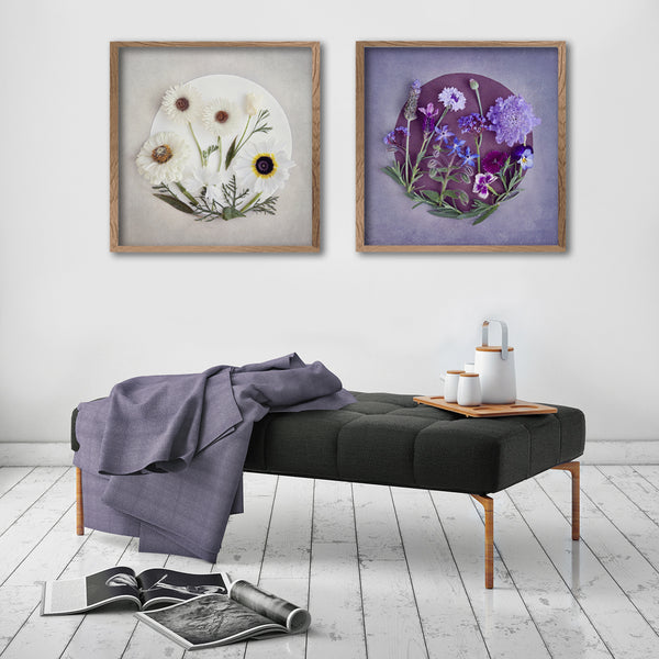 The Secret Garden - 2x Square Art prints, Lilac & Ivory