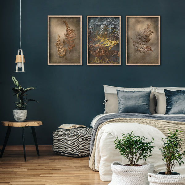 Earthy Ferns - 3x A2 Art prints, set 2